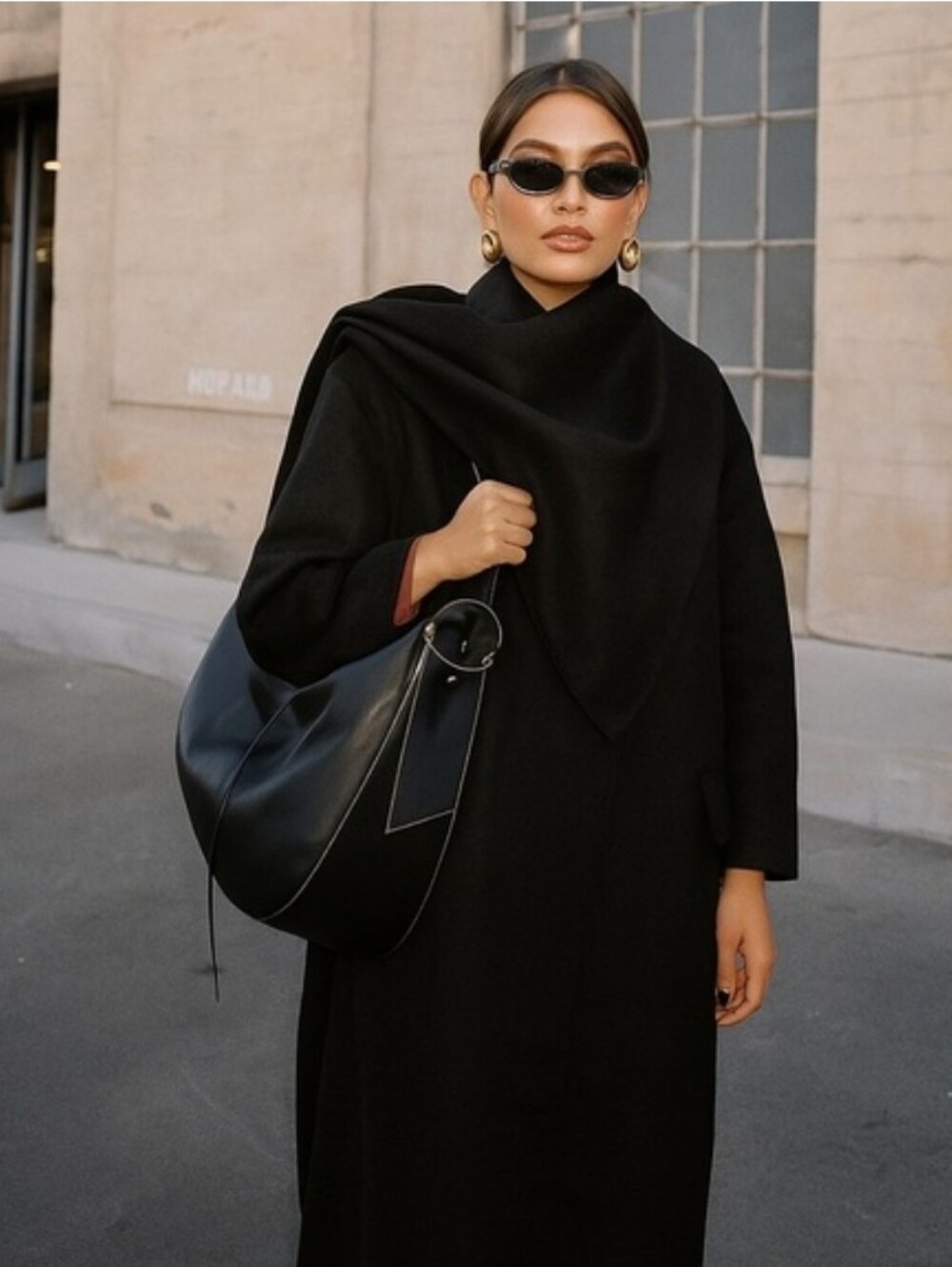 Banana Republic Oversized Double-Faced Cape Coat Black Large